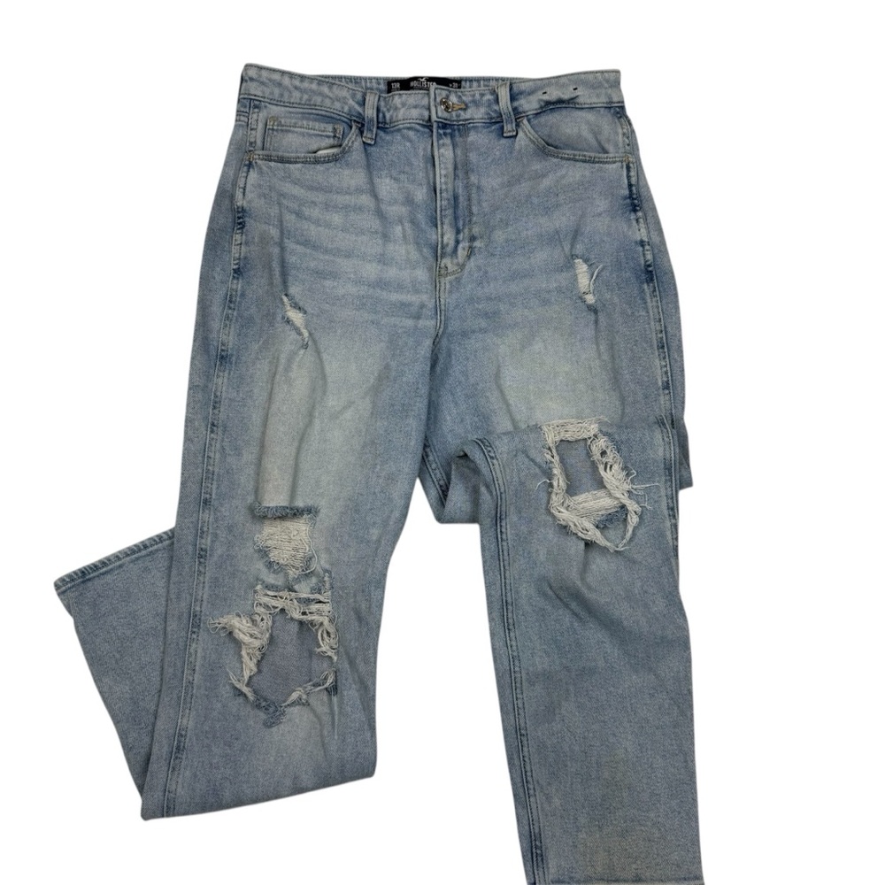 Hollister Women's Relaxed Distressed Jeans - Light Blue
